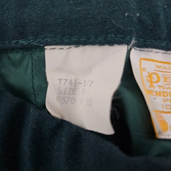 Pendleton Vintage High Waist Pleated Green Virgin Wool Trouser Pants - Picture 9 of 9